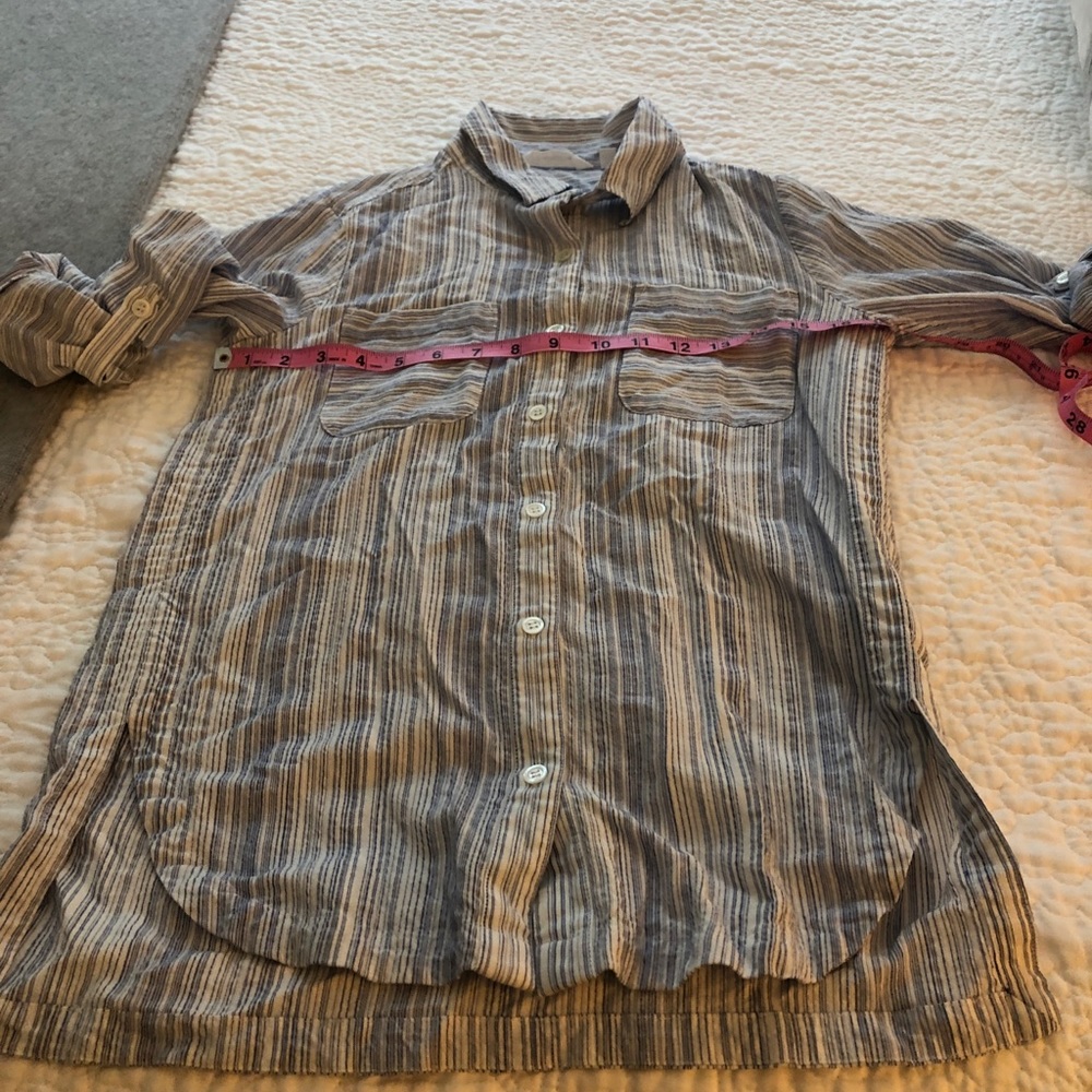 NWOT Athleta Stripe Linen Cotton Shirt